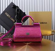 Fortok Dolce & Gabbana Sicily Crystal Embellished Pink Bag 11x18x6cm - 1