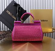 Fortok Dolce & Gabbana Sicily Crystal Embellished Pink Bag 11x18x6cm - 4