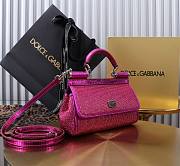 Fortok Dolce & Gabbana Sicily Crystal Embellished Pink Bag 11x18x6cm - 5