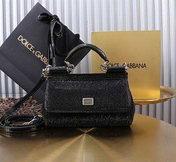 Fortok Dolce & Gabbana Sicily Crystal Embellished Black Bag 11x18x6cm