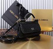 Fortok Dolce & Gabbana Sicily Crystal Embellished Black Bag 11x18x6cm - 4