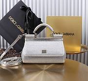 Fortok Dolce & Gabbana Sicily Crystal Embellished Silver Bag 11x18x6cm - 1