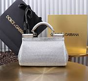 Fortok Dolce & Gabbana Sicily Crystal Embellished Silver Bag 11x18x6cm - 4