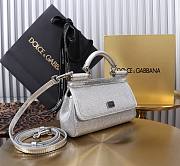Fortok Dolce & Gabbana Sicily Crystal Embellished Silver Bag 11x18x6cm - 3