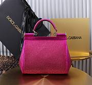 Fortok Dolce & Gabbana Sicily Crystal Embellished Pink Bag 20*16*8cm - 4