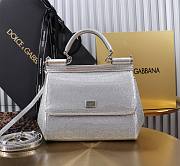 Fortok Dolce & Gabbana Sicily Crystal Embellished Silver Bag 20*16*8cm - 1