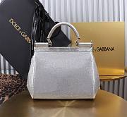 Fortok Dolce & Gabbana Sicily Crystal Embellished Silver Bag 20*16*8cm - 3