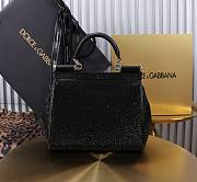 Fortok Dolce & Gabbana Sicily Crystal Embellished Black Bag 20*16*8cm - 2