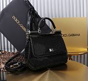 Fortok Dolce & Gabbana Sicily Crystal Embellished Black Bag 20*16*8cm - 6