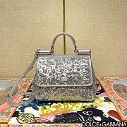 Fortok Dolce & Gabbana Sicily Sequin Embellished Bag Silver 20*16*8cm - 1