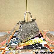 Fortok Dolce & Gabbana Sicily Sequin Embellished Bag Silver 20*16*8cm - 4