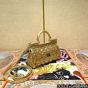 Fortok Dolce & Gabbana Sicily Sequin Embellished Bag Gold 18*11*6cm - 4