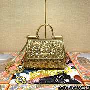 Fortok Dolce & Gabbana Sicily Sequin Embellished Bag Gold 20*16*8cm  - 1