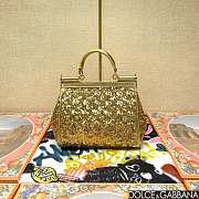 Fortok Dolce & Gabbana Sicily Sequin Embellished Bag Gold 20*16*8cm  - 5