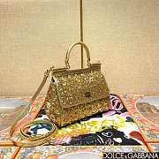 Fortok Dolce & Gabbana Sicily Sequin Embellished Bag Gold 20*16*8cm  - 2