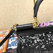 Fortok Dolce & Gabbana Sicily Sequin Embellished Bag Black 18*11*6cm - 2