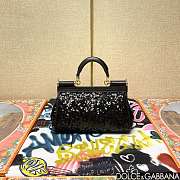 Fortok Dolce & Gabbana Sicily Sequin Embellished Bag Black 18*11*6cm - 6