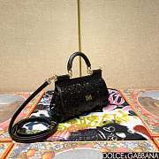 Fortok Dolce & Gabbana Sicily Sequin Embellished Bag Black 18*11*6cm - 4