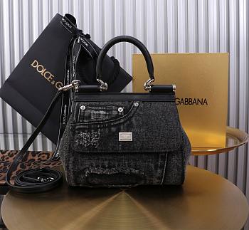 Fortok Dolce & Gabbana Sicily Denim Bag Black 20x16x8cm