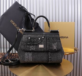 Fortok Dolce & Gabbana Sicily Denim Bag Black 25x20x12cm