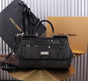 Fortok Dolce & Gabbana Sicily Denim Bag Black 29x18x12cm - 5