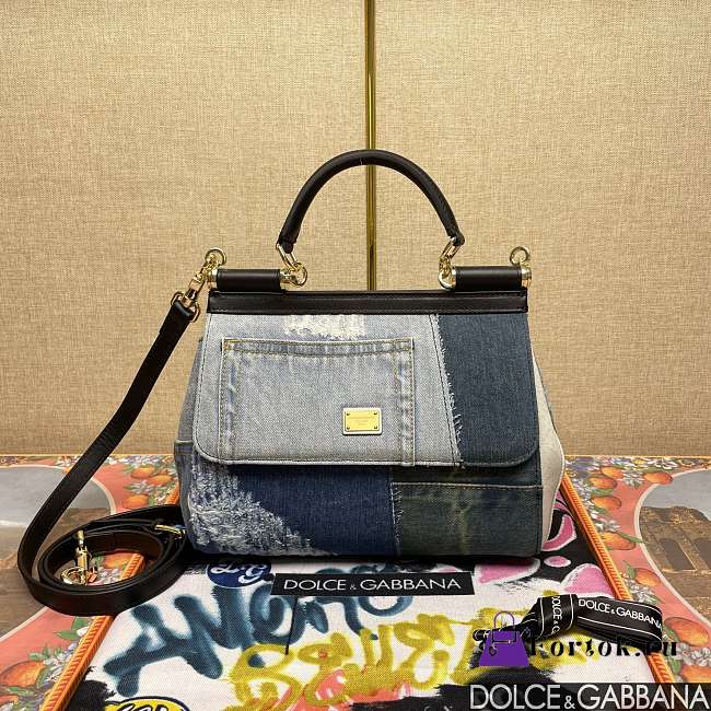 Fortok Dolce & Gabbana Sicily Denim Bag 25x20x12cm  - 1