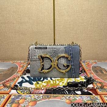 Fortok Dolce and Gabbana Dg Girls Bag In Patchwork Denim Blue 23*17*6.5cm