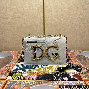 Fortok Dolce and Gabbana Dg Girls Bag In Patchwork Denim 23*17*6.5cm 