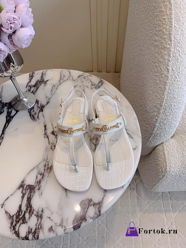 Fortok Christian Louboutin White Sandals Crocodile Patterned  - 1