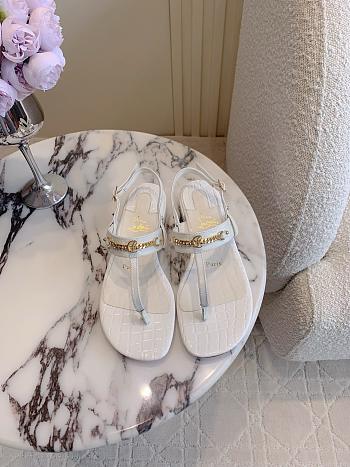 Fortok Christian Louboutin White Sandals Crocodile Patterned 