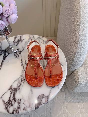 Fortok Christian Louboutin Brown Sandals Crocodile Patterned 