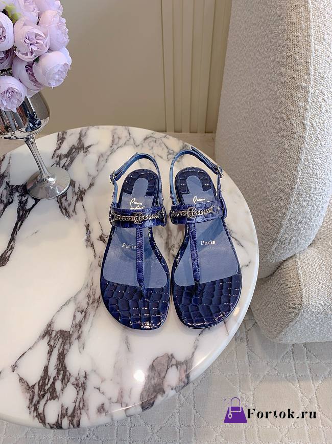 Fortok Christian Louboutin Blue Sandals Crocodile Patterned   - 1