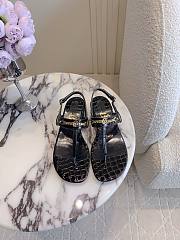 Fortok Christian Louboutin Black Sandals Gold Hardware Crocodile Patterned  - 1