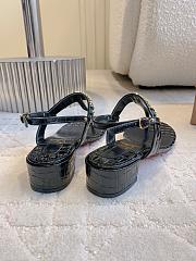 Fortok Christian Louboutin Black Sandals Gold Hardware Crocodile Patterned  - 6