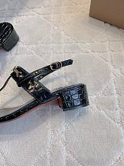 Fortok Christian Louboutin Black Sandals Gold Hardware Crocodile Patterned  - 5