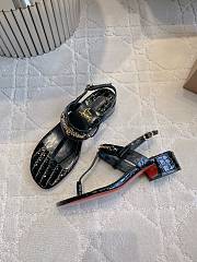 Fortok Christian Louboutin Black Sandals Gold Hardware Crocodile Patterned  - 4