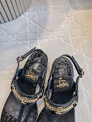 Fortok Christian Louboutin Black Sandals Gold Hardware Crocodile Patterned  - 2