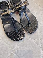 Fortok Christian Louboutin Black Sandals Gold Hardware Crocodile Patterned  - 3