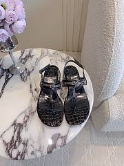 Fortok Christian Louboutin Black Sandals Silver Hardware Crocodile Patterned  - 1