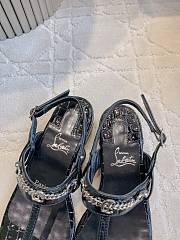 Fortok Christian Louboutin Black Sandals Silver Hardware Crocodile Patterned  - 2