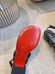 Fortok Christian Louboutin Black Sandals Silver Hardware Crocodile Patterned  - 6