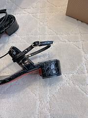 Fortok Christian Louboutin Black Sandals Silver Hardware Crocodile Patterned  - 5