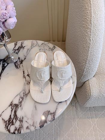 Fortok Christian Louboutin White Sandals Crocodile Patterned Heels 7.5cm