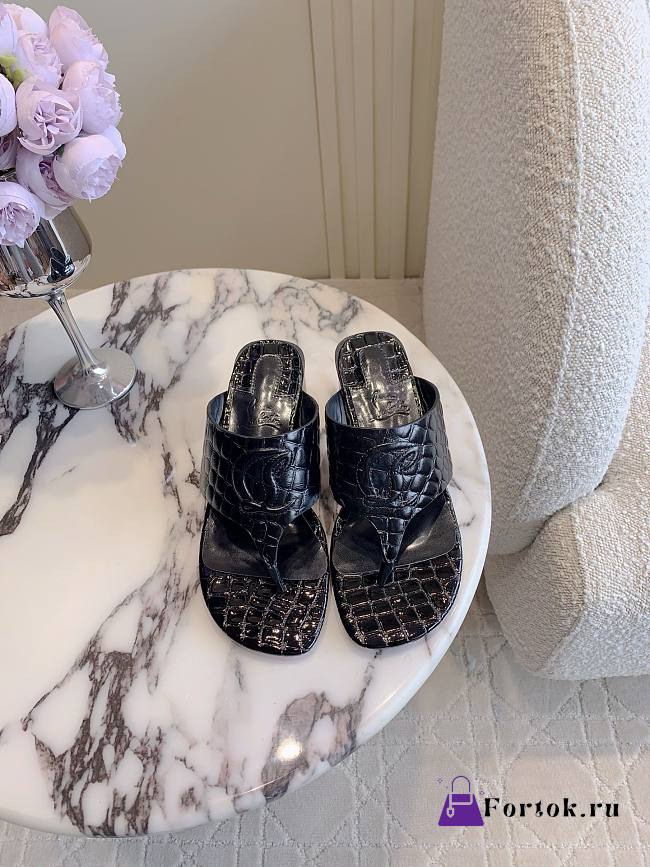 Fortok Christian Louboutin Black Sandals Crocodile Patterned Heels 7.5cm - 1