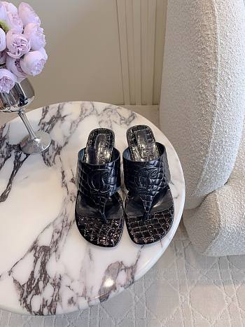 Fortok Christian Louboutin Black Sandals Crocodile Patterned Heels 7.5cm
