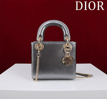 Fortok Dior Lady Dior three-grid snakeskin 17*15*7cm