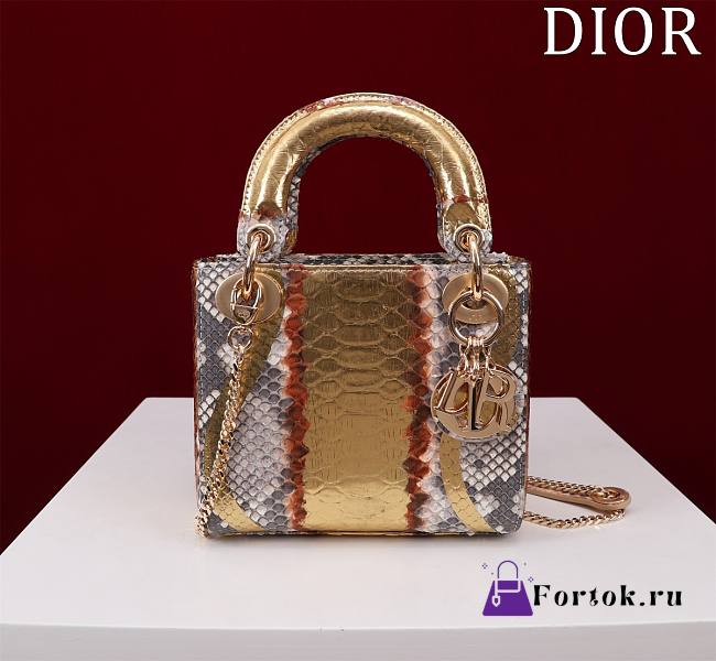 Fortok Dior Lady Dior Mini Bag in Snakeskin 17*15*7cm - 1