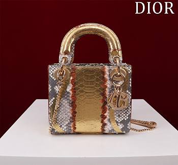 Fortok Dior Lady Dior Mini Bag in Snakeskin 17*15*7cm