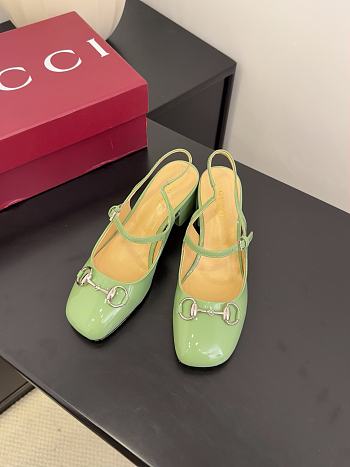 Fortok Gucci Horsebit Slingback Heels 6.5 cm Baby Green