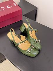 Fortok Gucci Horsebit Slingback Heels 6.5 cm Avocado Green  - 5